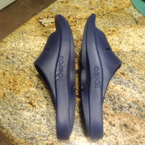 OOFOS OOahh Luxe Women's Sport Slide Recovery Comfort Sandals Blue Size W13/M11 - Picture 6 of 13